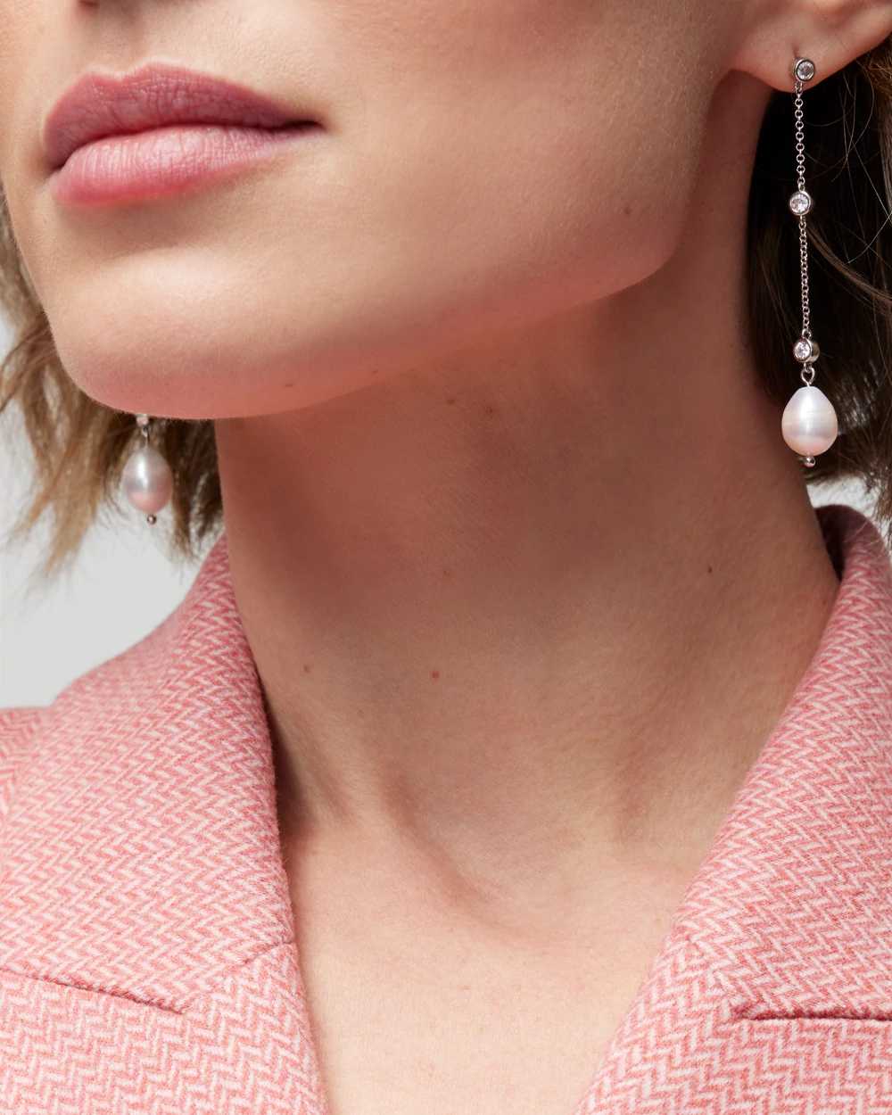 Silver Fresh Water Pearls Crystal Linear Earrings White House